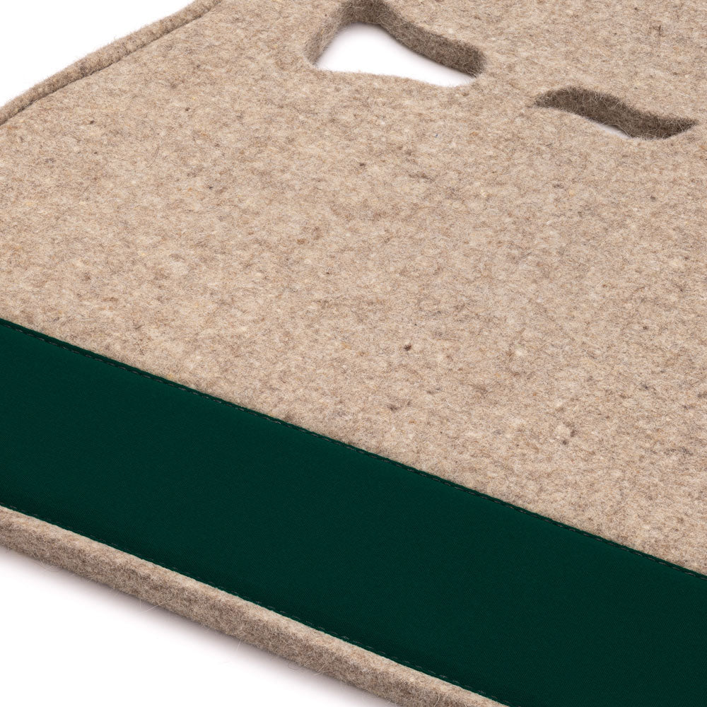 Classic Long Saddle Pad with Tan Felt and Dark Green Canvas Trim