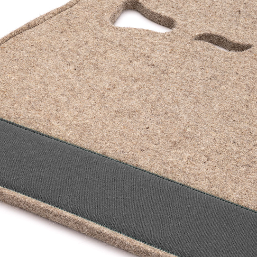 Classic Long Saddle Pad with Tan Felt and Dark Grey Canvas Trim