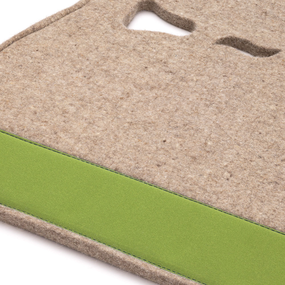 Classic Long Saddle Pad with Tan Felt and Lime Green Canvas Trim