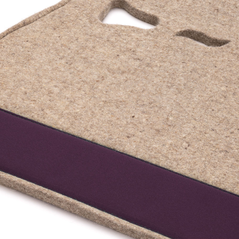 Classic Long Saddle Pad with Tan Felt and Purple Canvas Trim