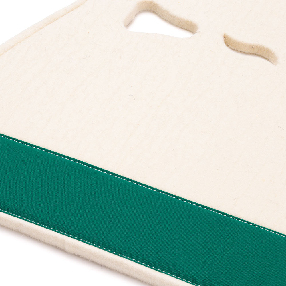 Classic Long Saddle Pad with White Felt and Bright Green Canvas Trim