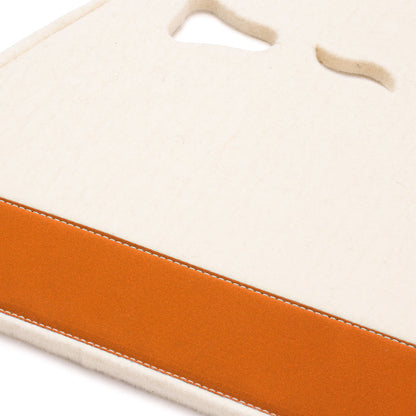Classic Long Saddle Pad with White Felt and Burnt Orange Canvas Trim