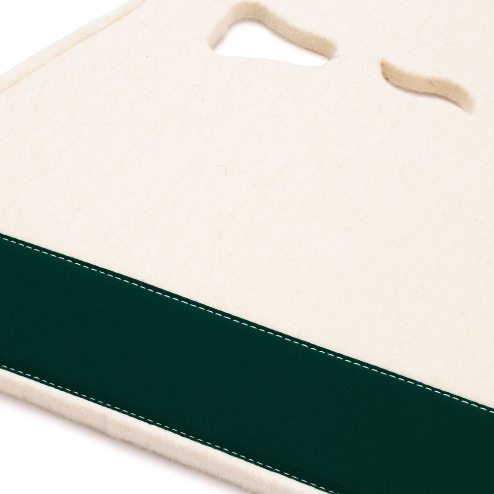 Classic Long Saddle Pad with White Felt and Dark Green Canvas Trim