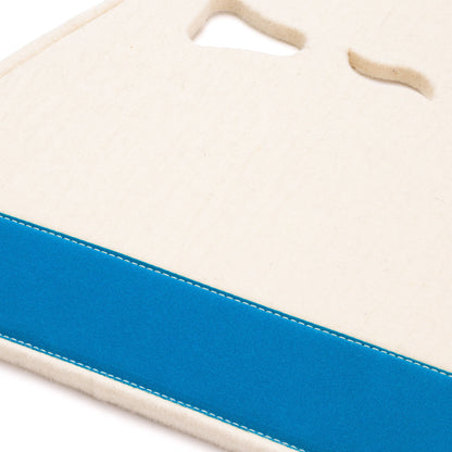 Classic Long Saddle Pad with White Felt and Light Blue Canvas Trim