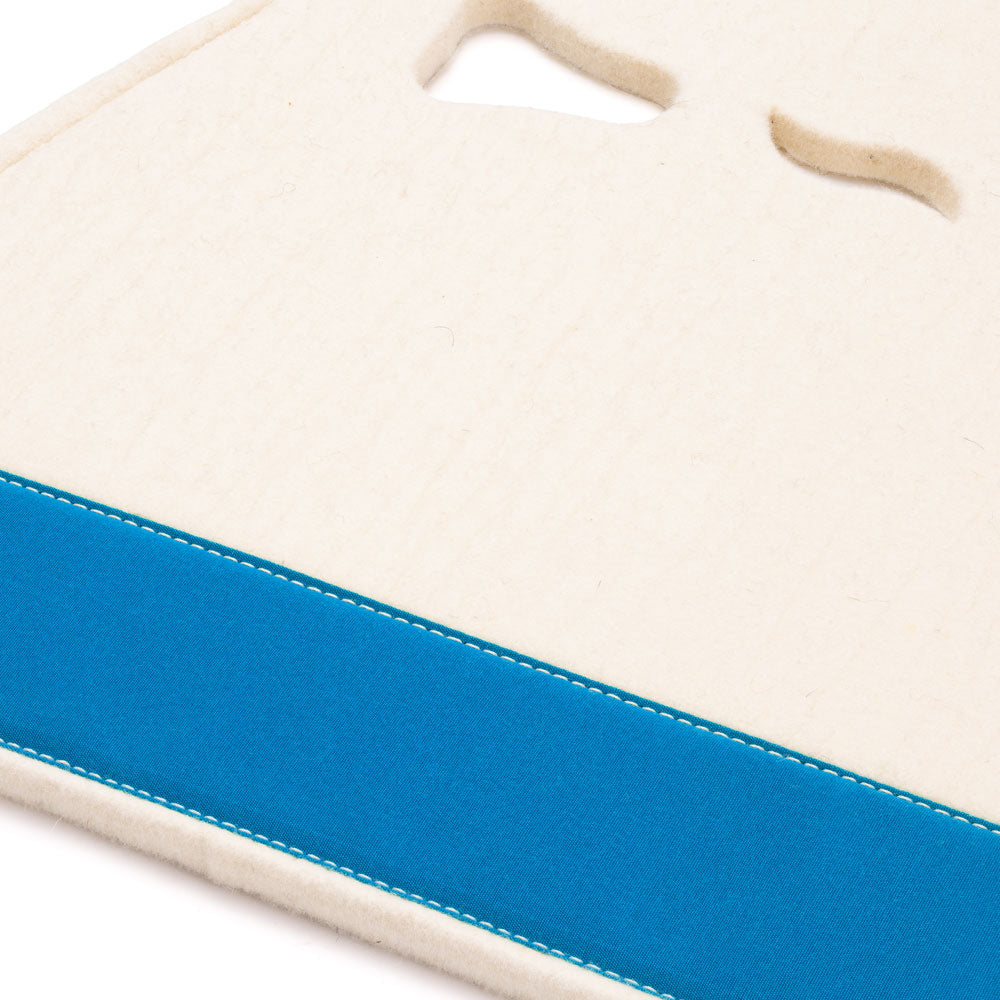 Classic Long Saddle Pad with White Felt and Light Blue Canvas Trim