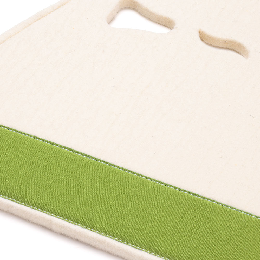 Classic Long Saddle Pad with White Felt and Lime Canvas Trim
