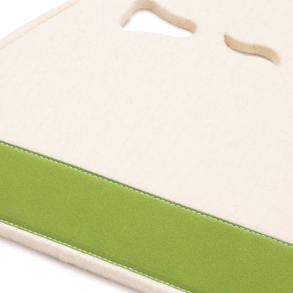 Classic Long Saddle Pad with White Felt and Lime Canvas Trim