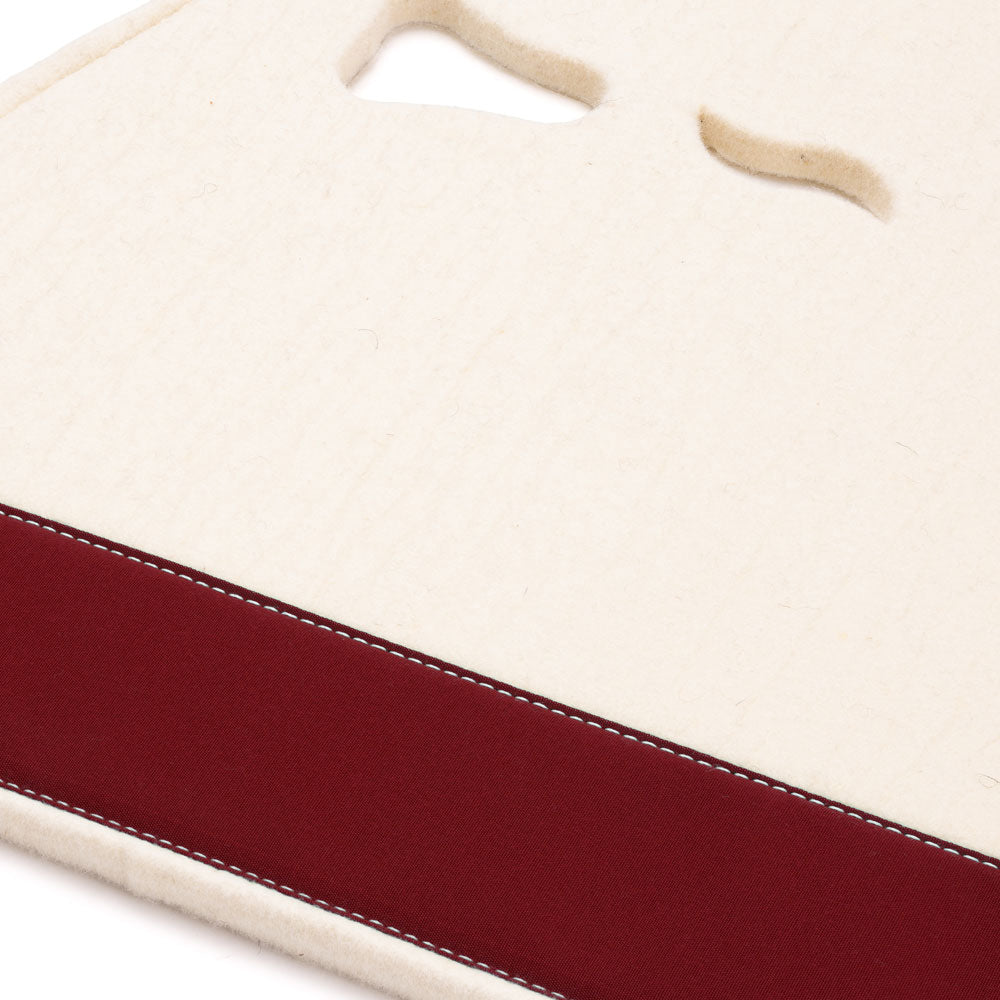 Classic Long Saddle Pad with White Felt and Maroon Canvas Trim