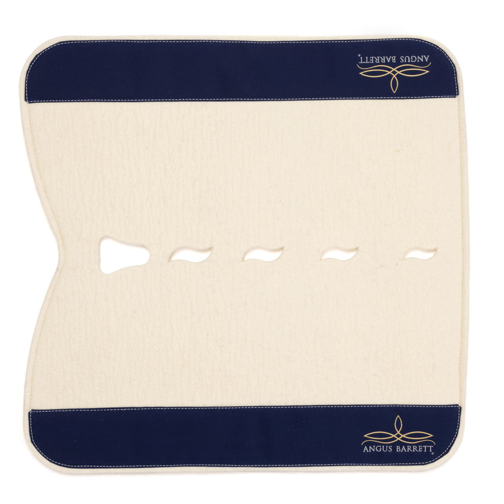 Classic Standard Saddle Pad - White Felt with Navy Canvas + Angus Barrett Logo