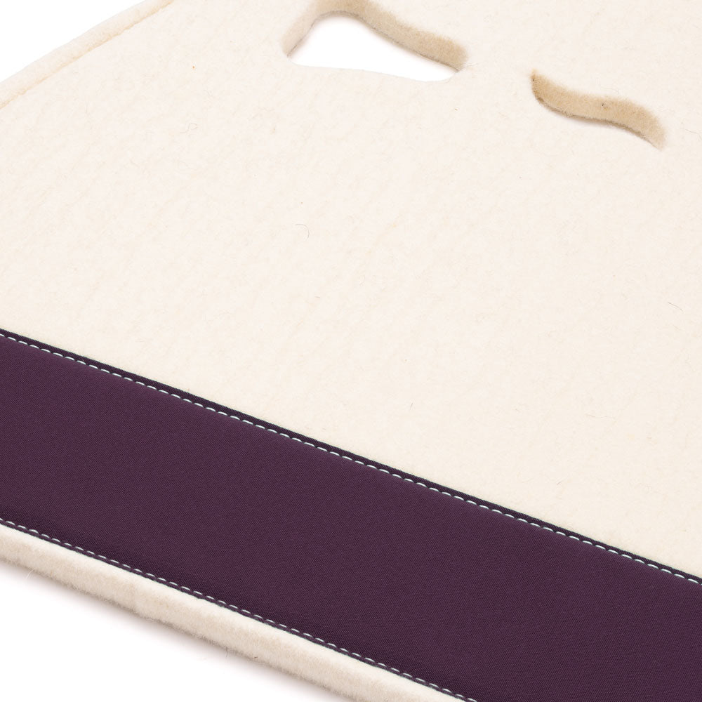 Classic Long Saddle Pad with White Felt and Purple Canvas Trim