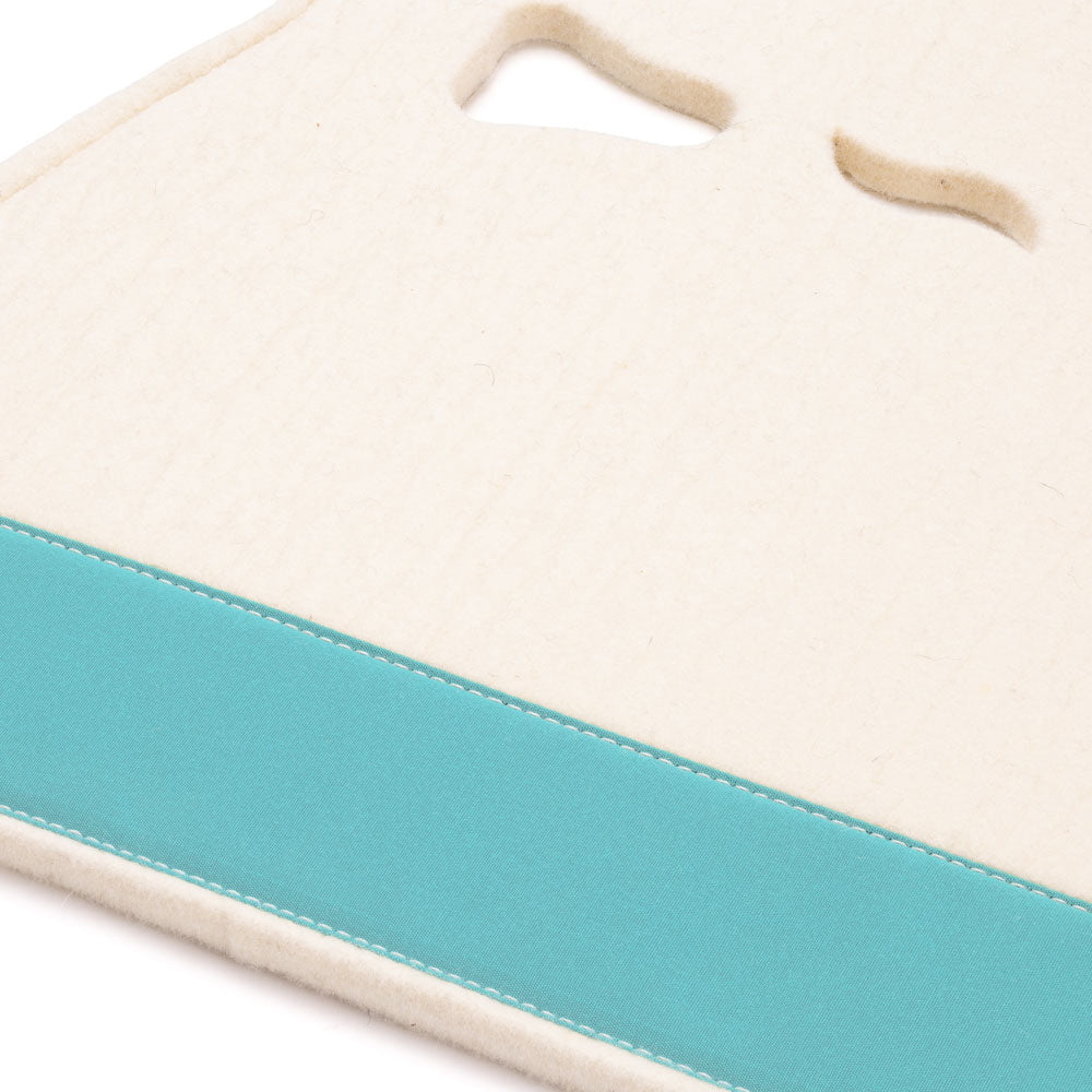 Classic Long Saddle Pad with White Felt and Turquoise Canvas Trim