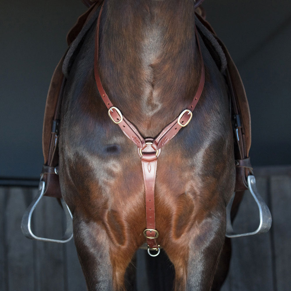 Angus Barrett Saddlery Station Breastplate - Natural with Brass Hardware