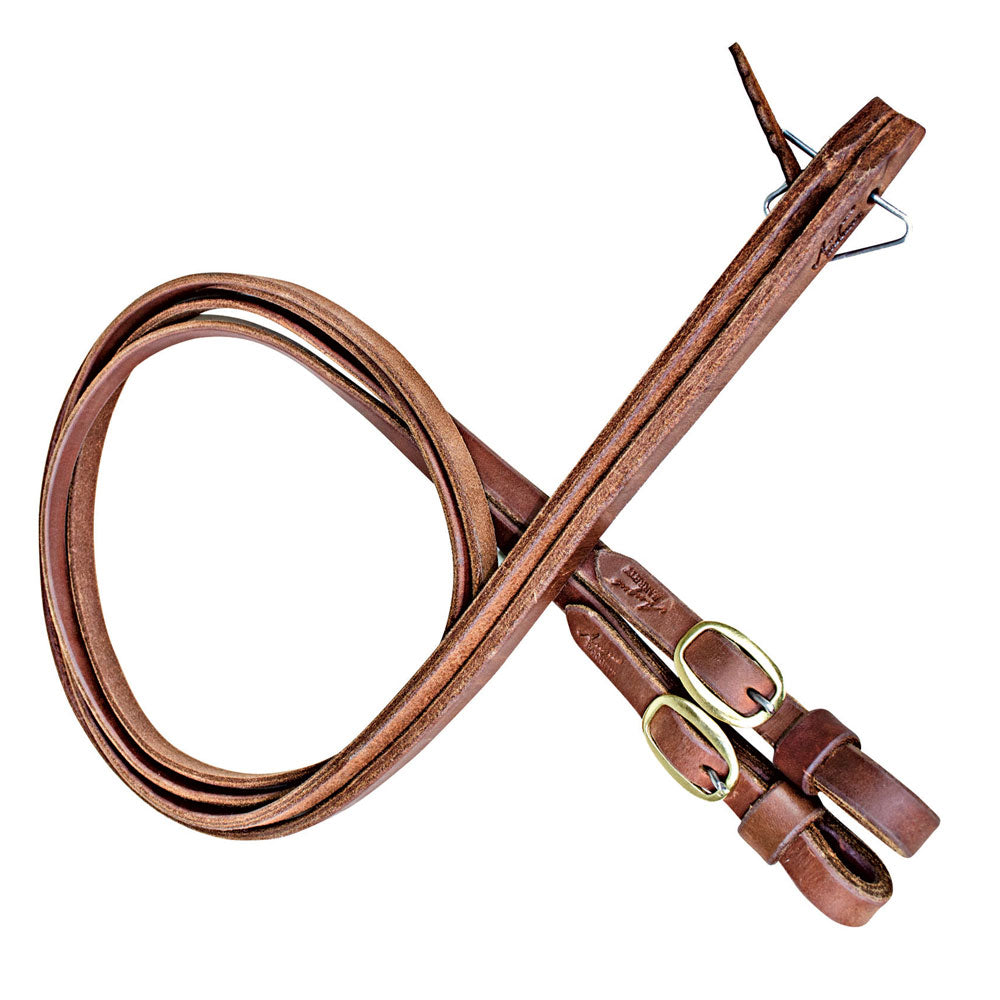 Leather Station Reins with Brass Buckle | Angus Barrett Saddlery