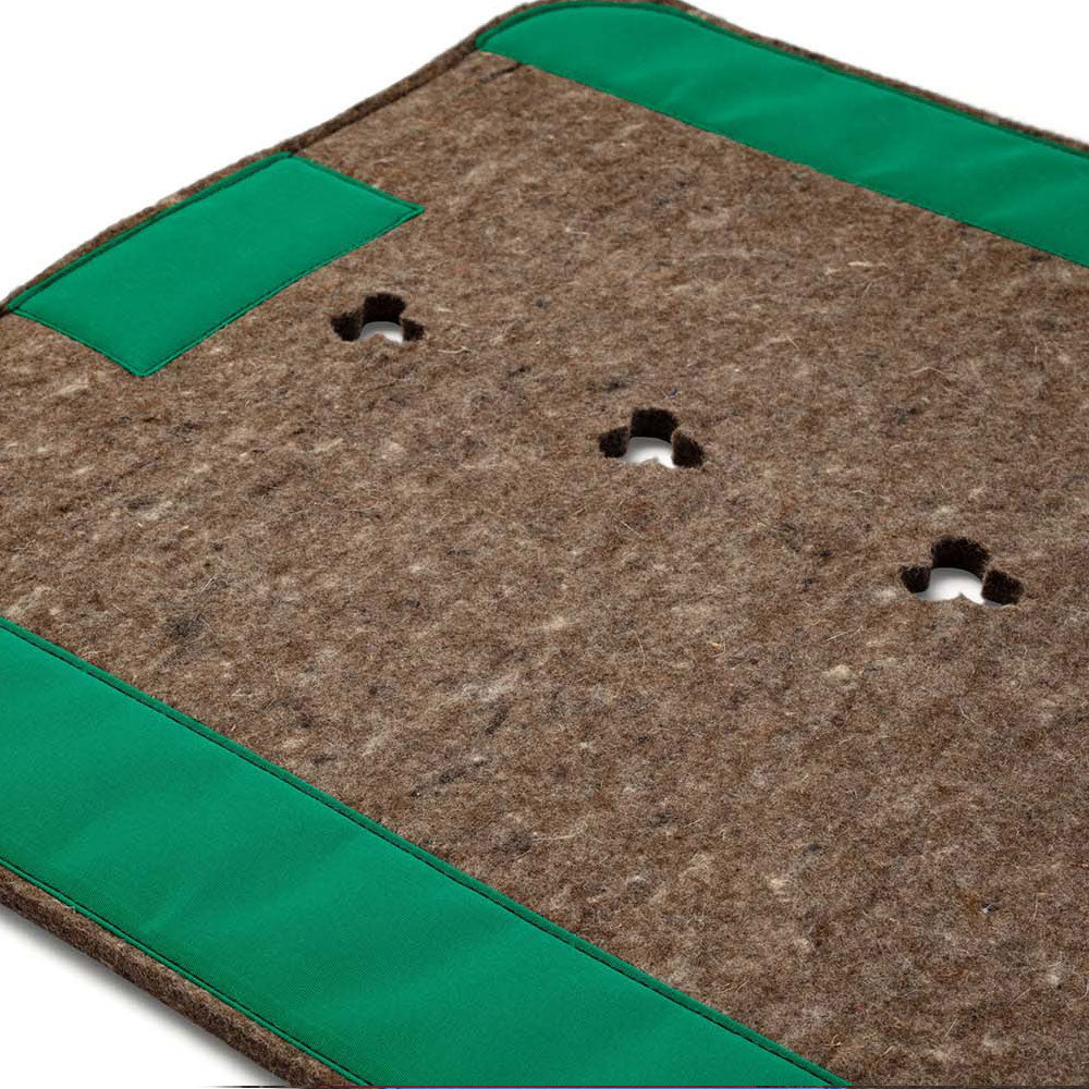 Super Thick Saddle Pad with Brown Felt and Bright Green Canvas Trim