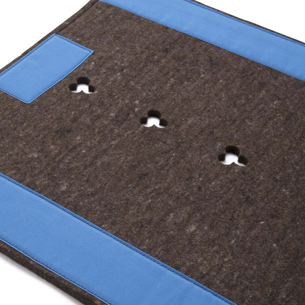 Super Thick Saddle Pad with Brown Felt and Light Blue Canvas Trim