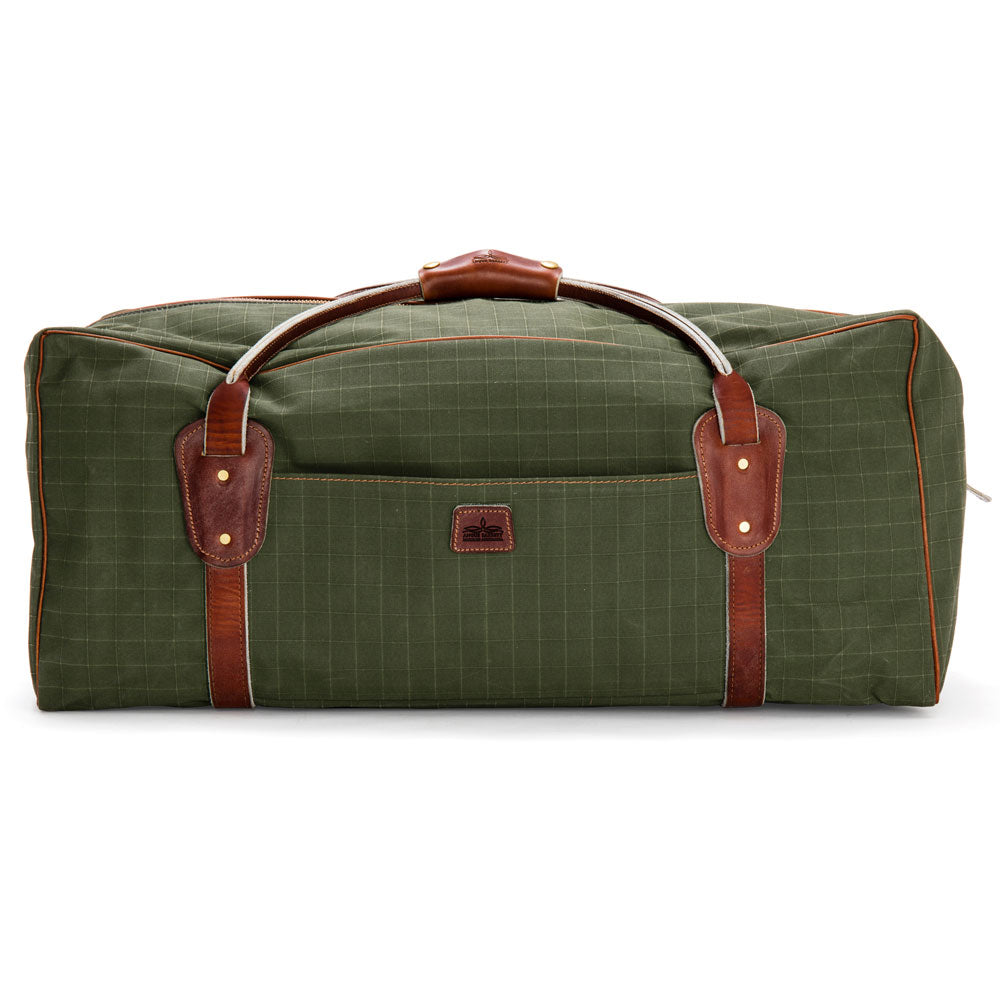 Warrego Travel Bag - Green Canvas and Brown Leather Trim