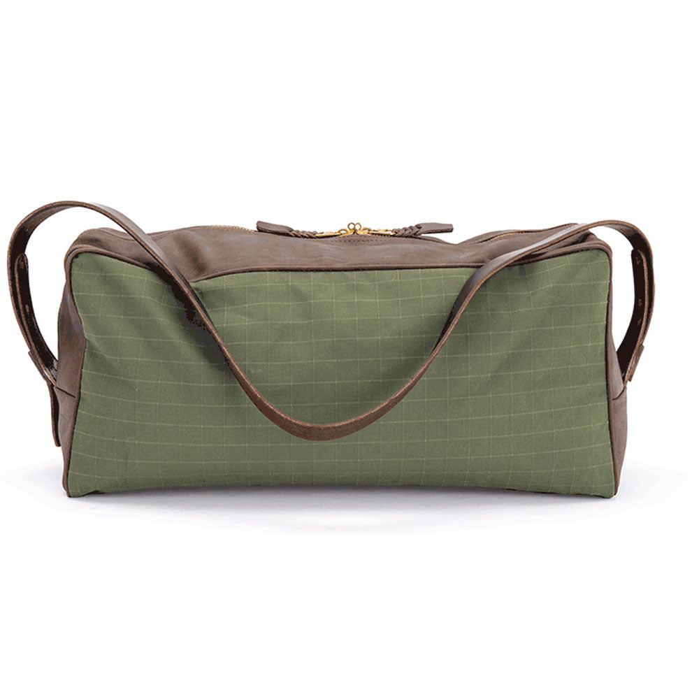 Weekend Warrior Travel Bag - Green Canvas & Chocolate Leather