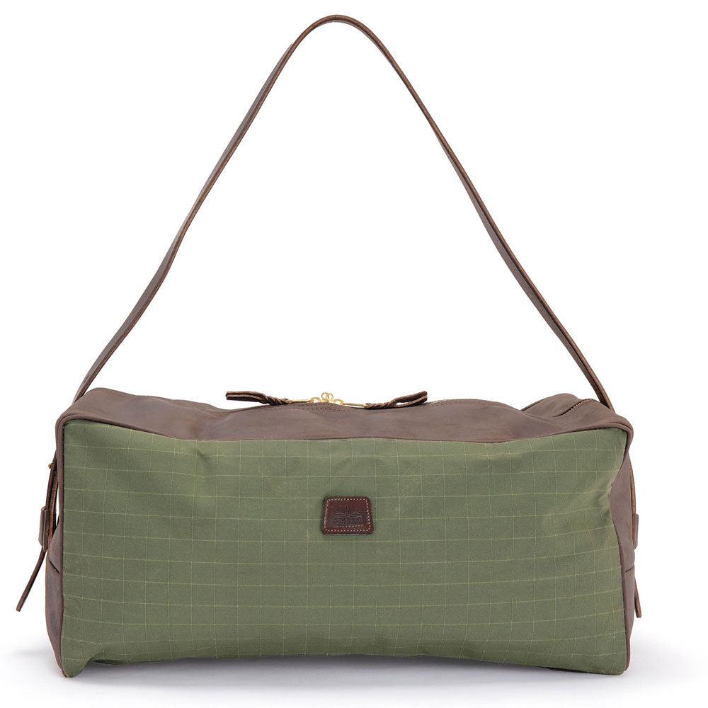 Weekend Warrior Travel Bag - Green Canvas with Chocolate Brown Leather Trim