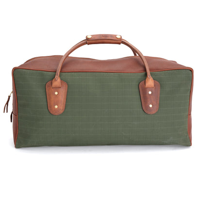 Weekender Travel Bag - Green Canvas with Tan Leather Trim