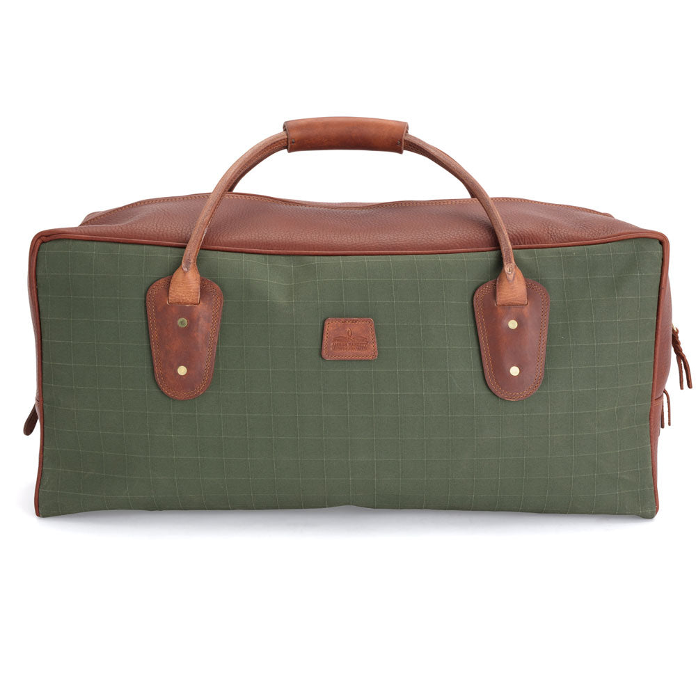 Weekender Travel Bag - Green Canvas with Tan Leather Trim