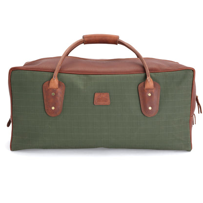 Weekender Travel Bag - Green Canvas with Tan Leather Trim