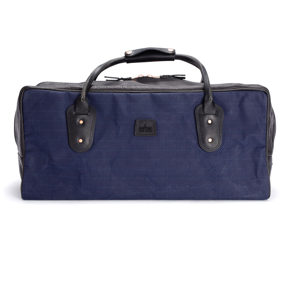 Weekender Travel Bag - Navy Canvas with Black Leather Trim - Angus Barrett Saddlery