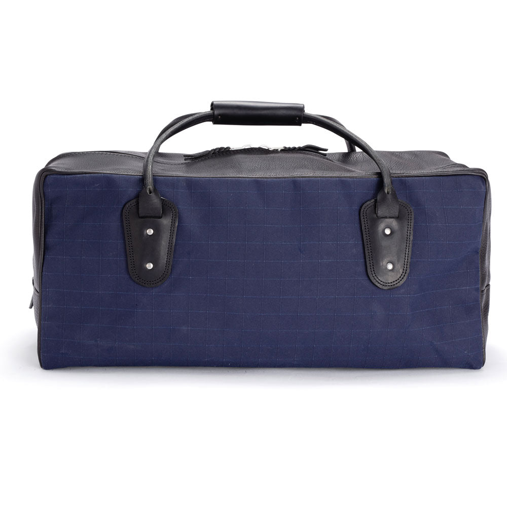 Weekender Travel Bag - Navy Canvas with Black Leather Trim