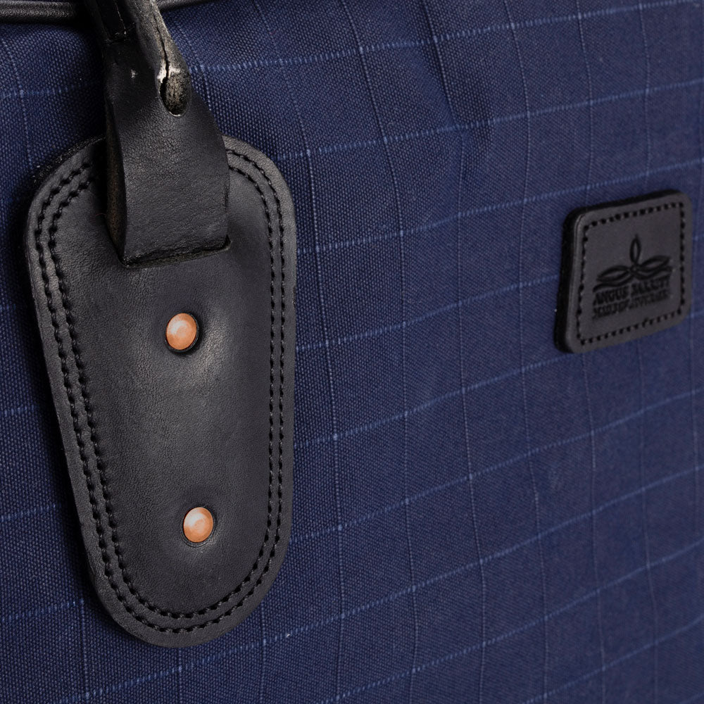 Weekender Travel Bag - Navy Canvas with Black Leather with Copper Rivets