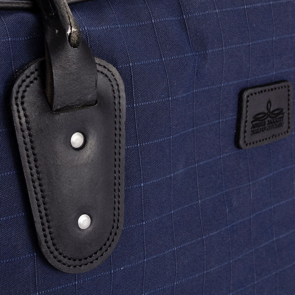 Weekender Travel Bag - Navy Canvas with Black Leather Trim