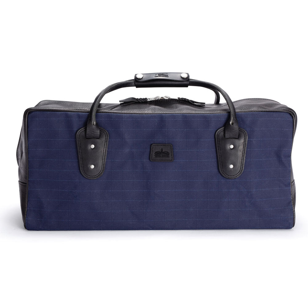 Weekender Travel Bag - Navy Canvas with Black Leather Trim