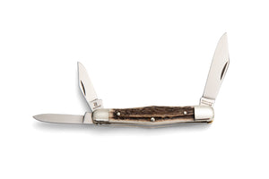 Robert Klaas 3 Blade Pocket Knife with Genuine Staghorn Handle - Made for Angus Barrett
