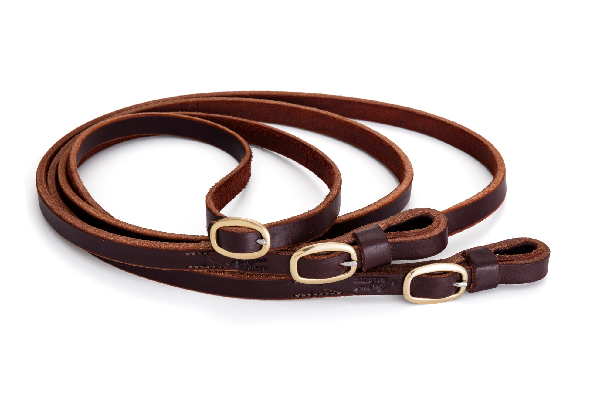 Angus Barrett Joined Reins in Dark Natural with brass buckles