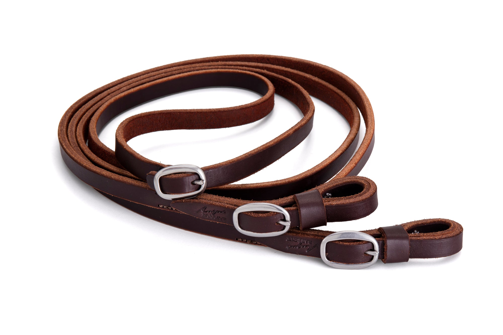 Angus Barrett Joined Reins in Dark Natural with brass buckles