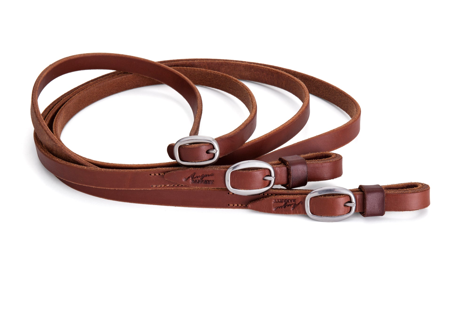 Angus Barrett Saddlery Joined Reins in Natural with stainless steel buckles