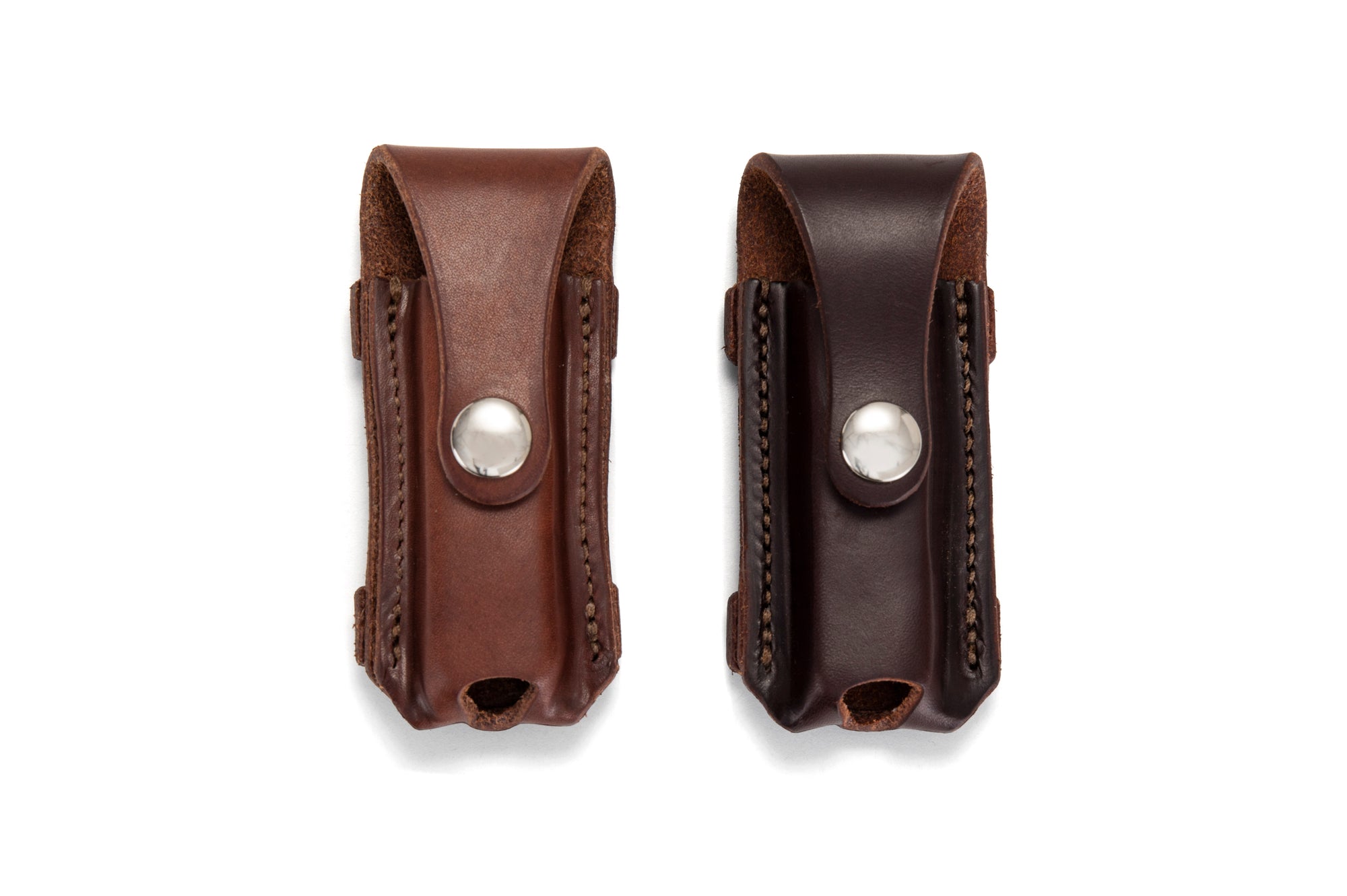 Angus Barrett Button Close Knife Pouch is available in Natural and Dark Natural