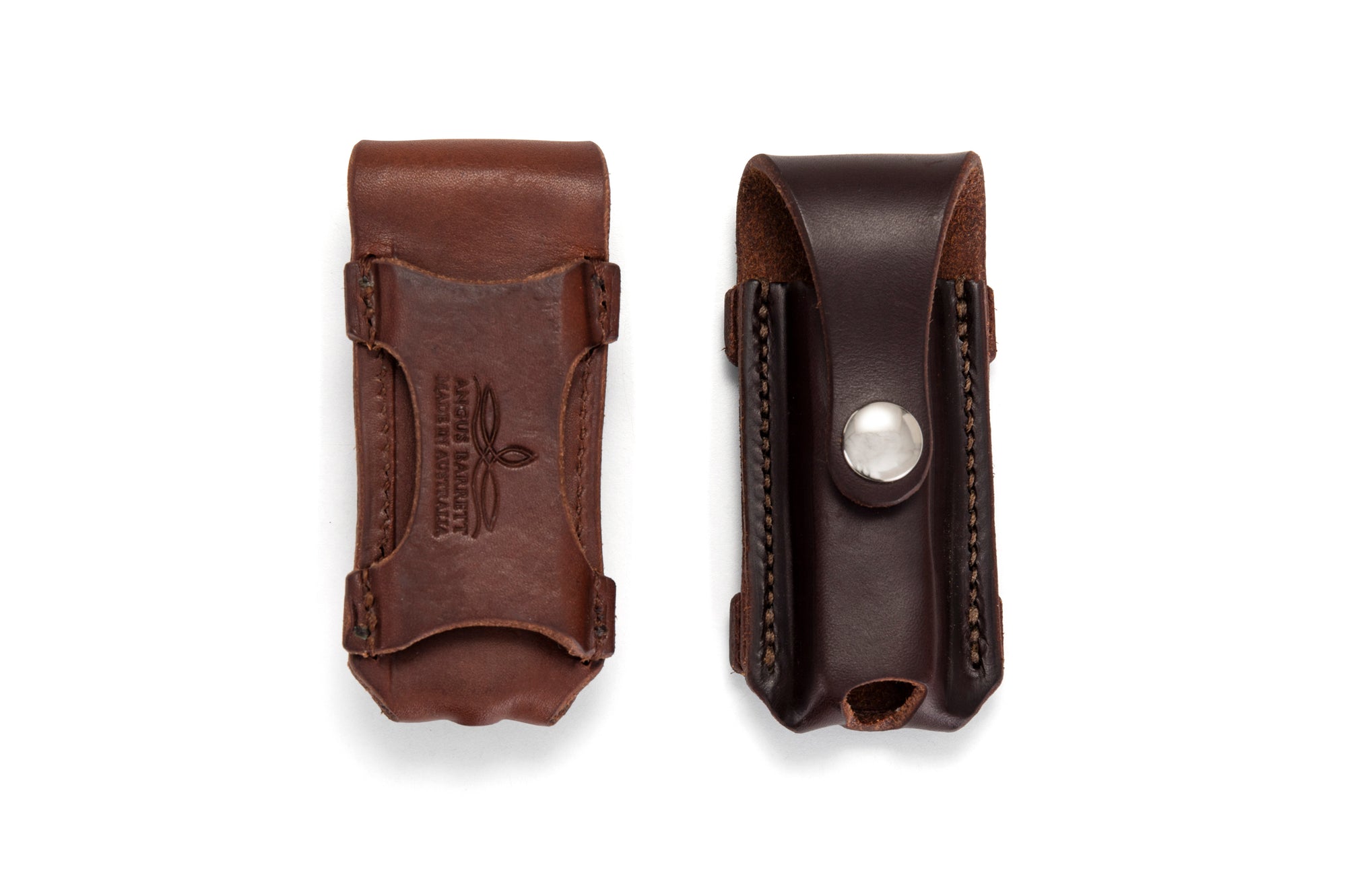 Angus Barrett Button Close Knife Pouch is available in Natural and Dark Natural