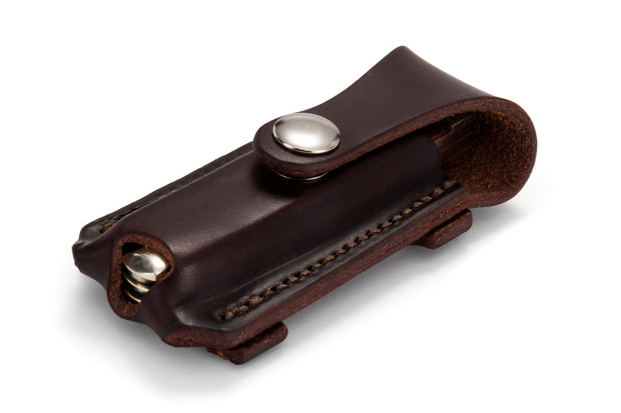 Button Close Pocket Knife Pouch (Dark Natural) - Angus Barrett Saddlery
