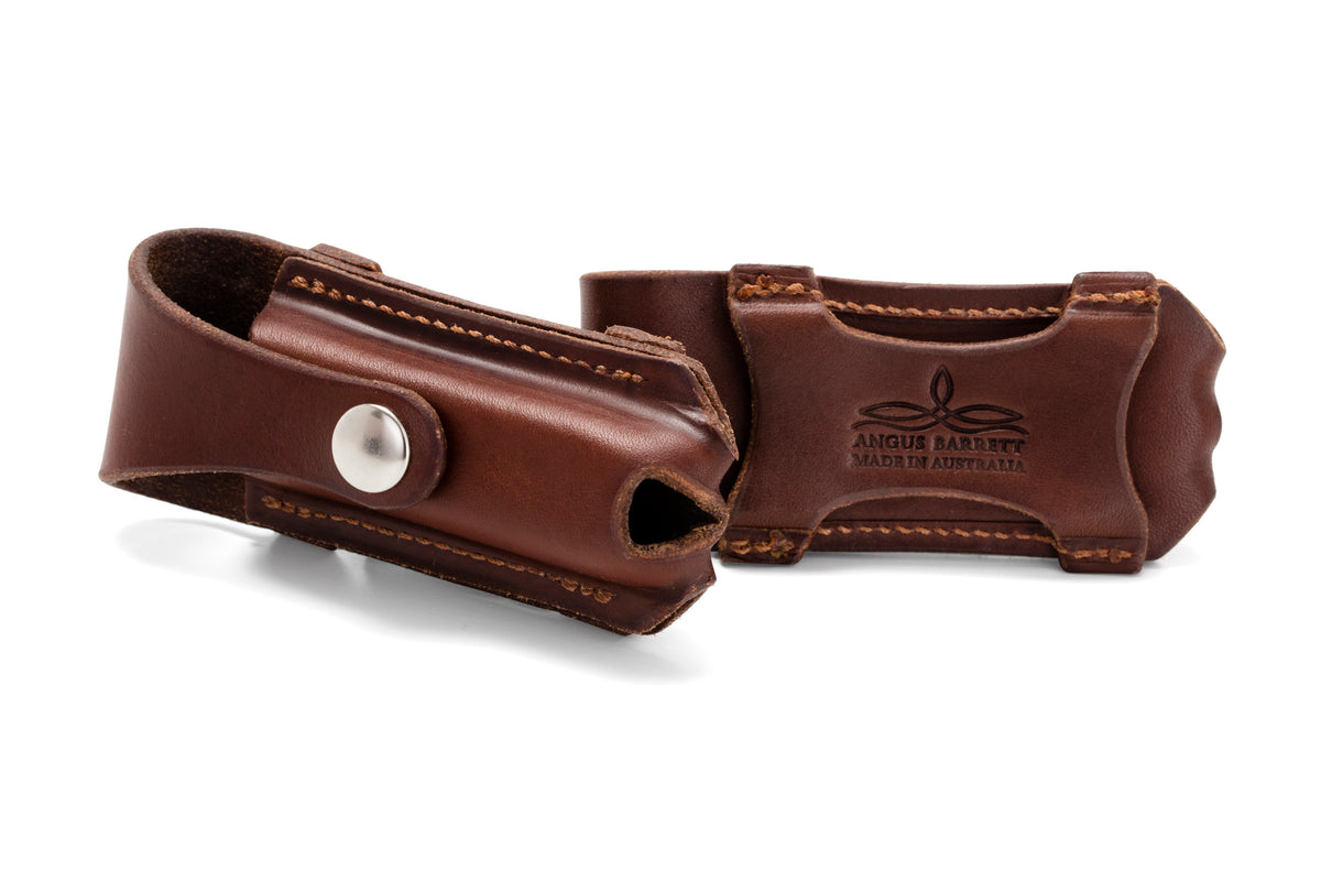 Button Close Leather Pocket Knife Pouch (Natural) - Angus Barrett Saddlery