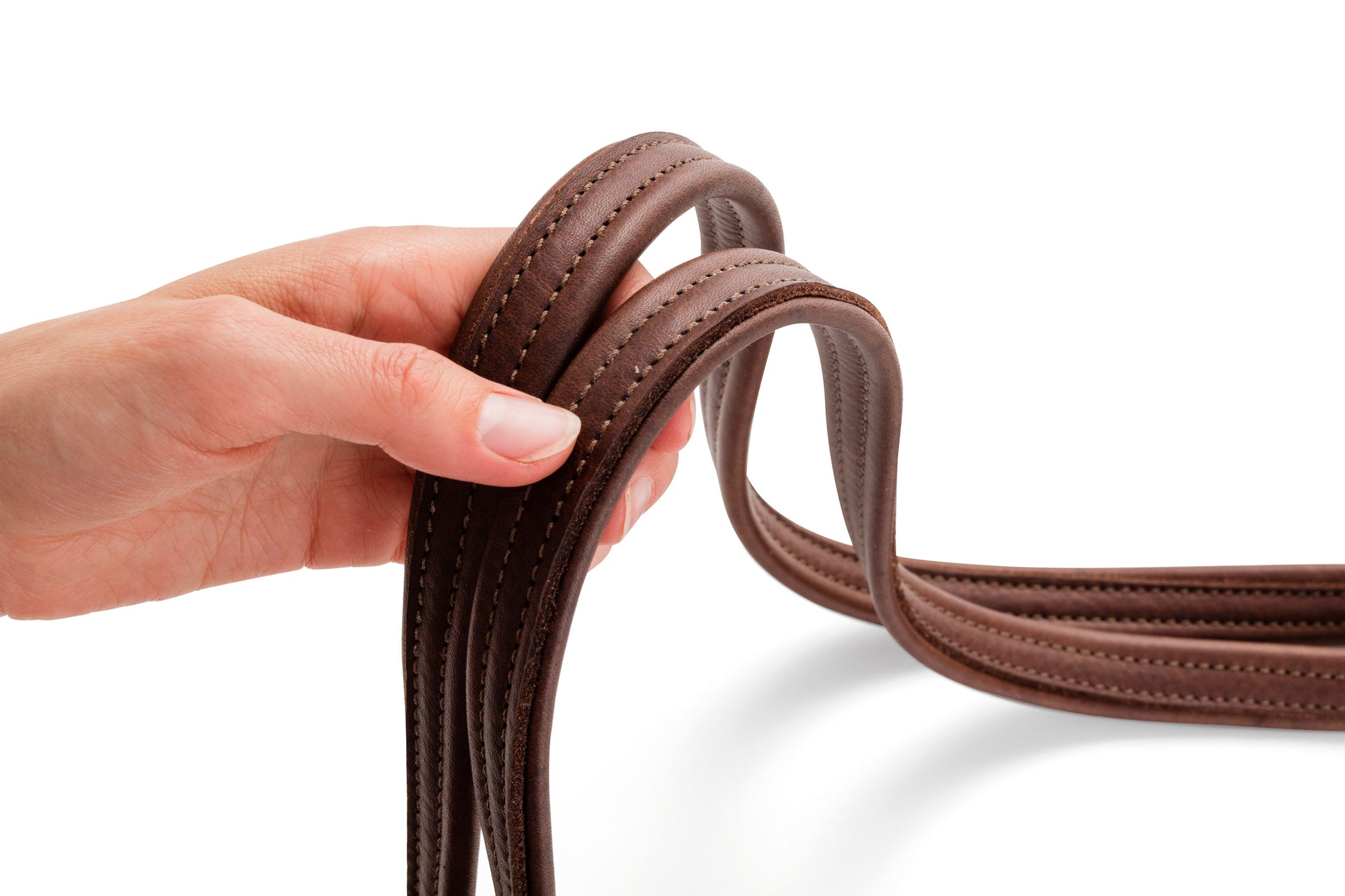 Joined French Leather Reins (Brown) | Angus Barrett Saddlery
