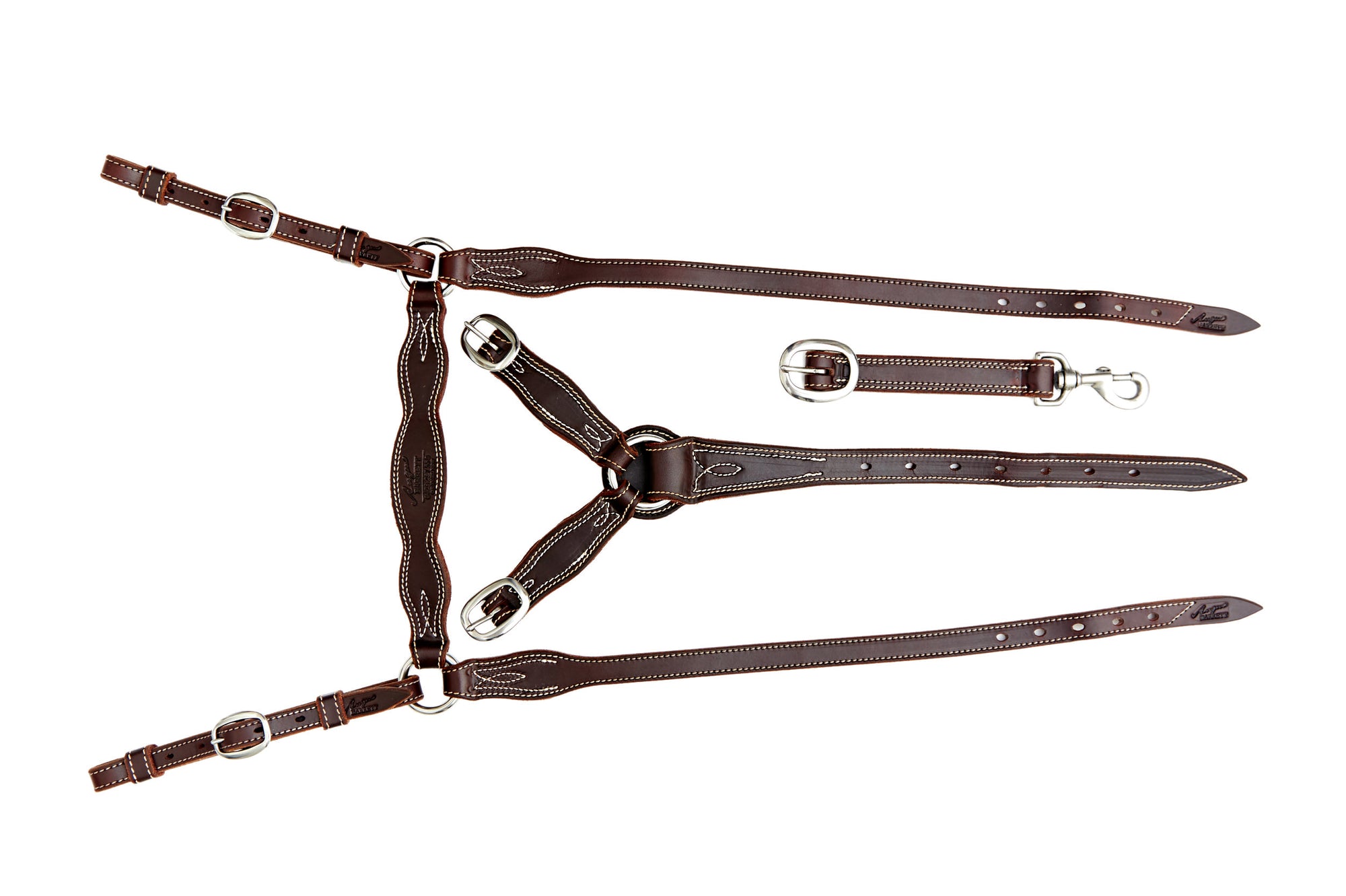 Angus Barrett Station Breastplate - Dark Natural with stainless steel hardware - Fully Stitched
