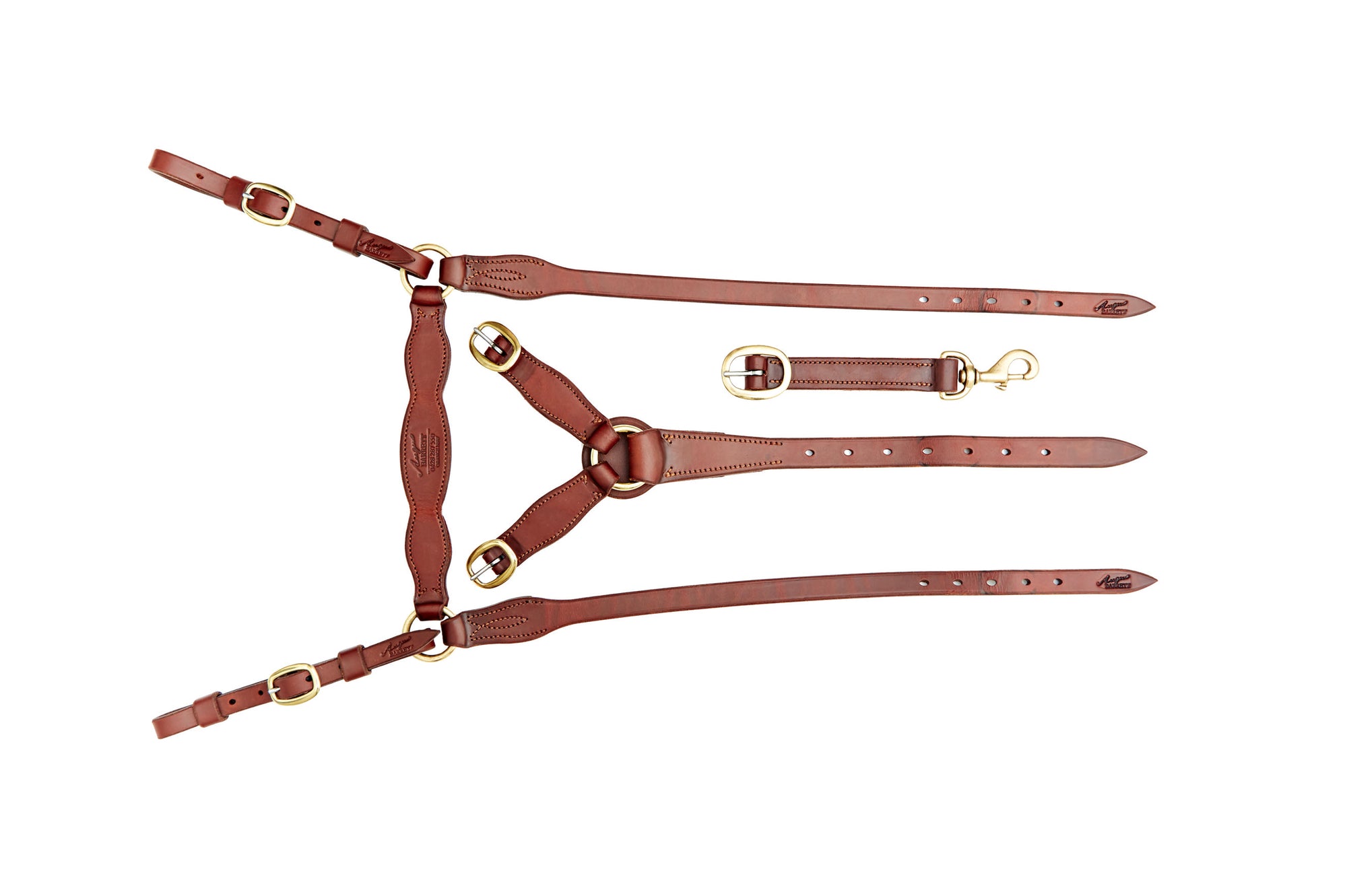 Angus Barrett Saddlery Station Breastplate - Natural with Brass Hardware