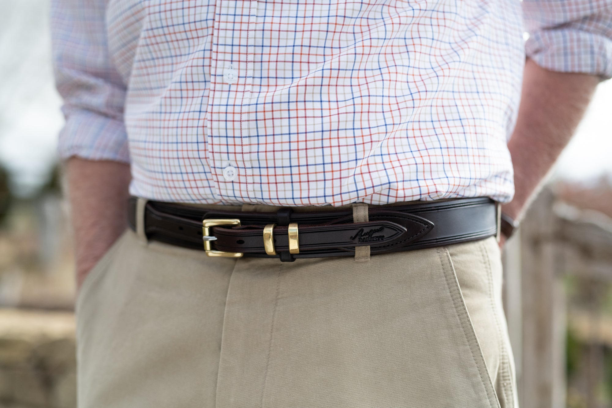 Drovers Leather Belt with Solid Brass Roller Buckle - Angus Barrett Saddlery