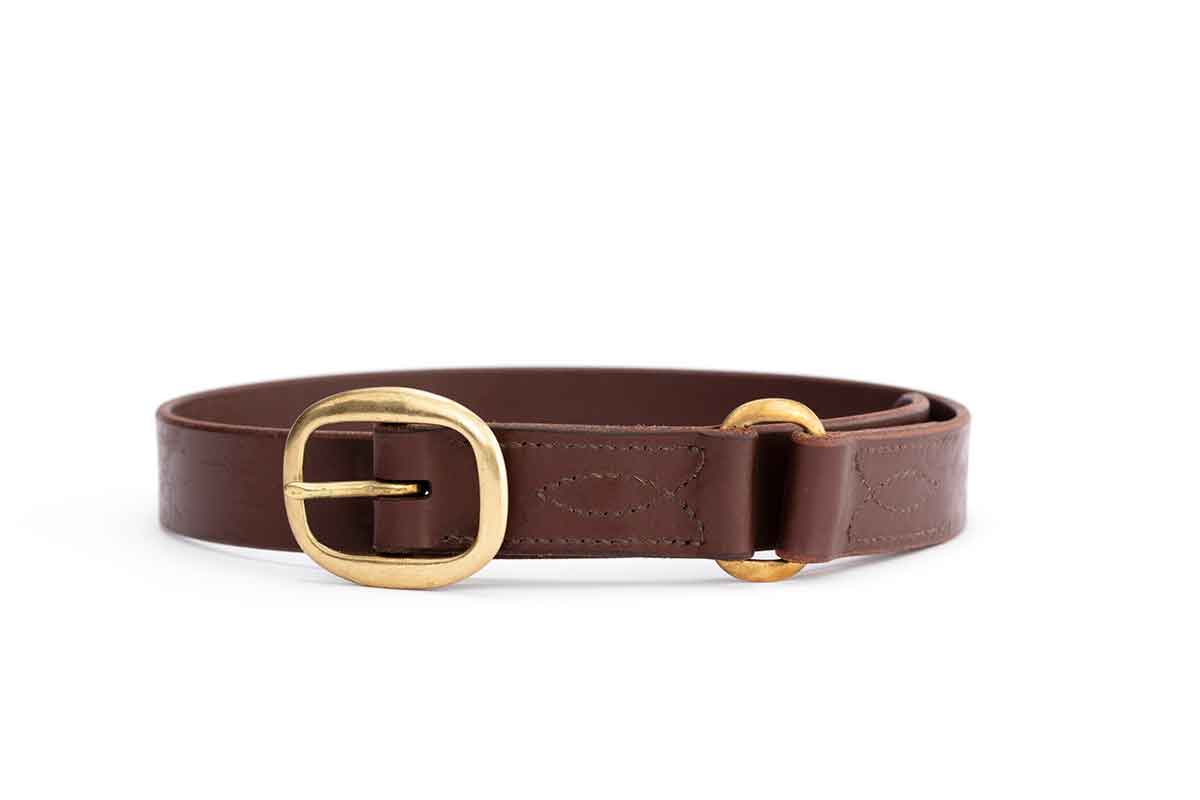 Kimberley Leather Belt with Solid Brass Buckle (Chocolate) - Angus Barrett Saddlery