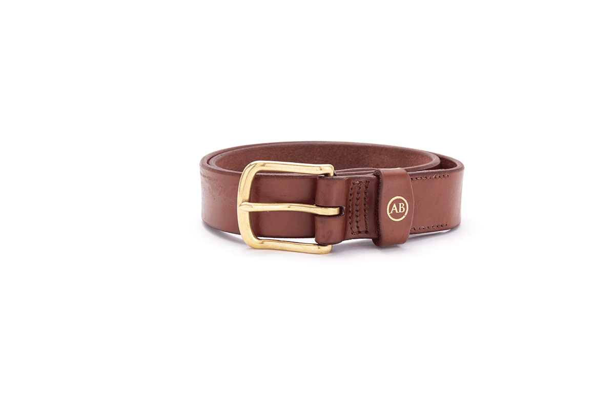 Brunett Leather Belt with Solid Brass Buckle Leather Belts Australia Angus Barrett Saddlery