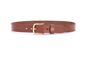 Brunett Leather Belt with Solid Brass Buckle (Natural)