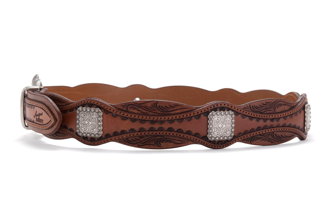 Hand Carved Mustang Leather Belt | Angus Barrett Saddlery