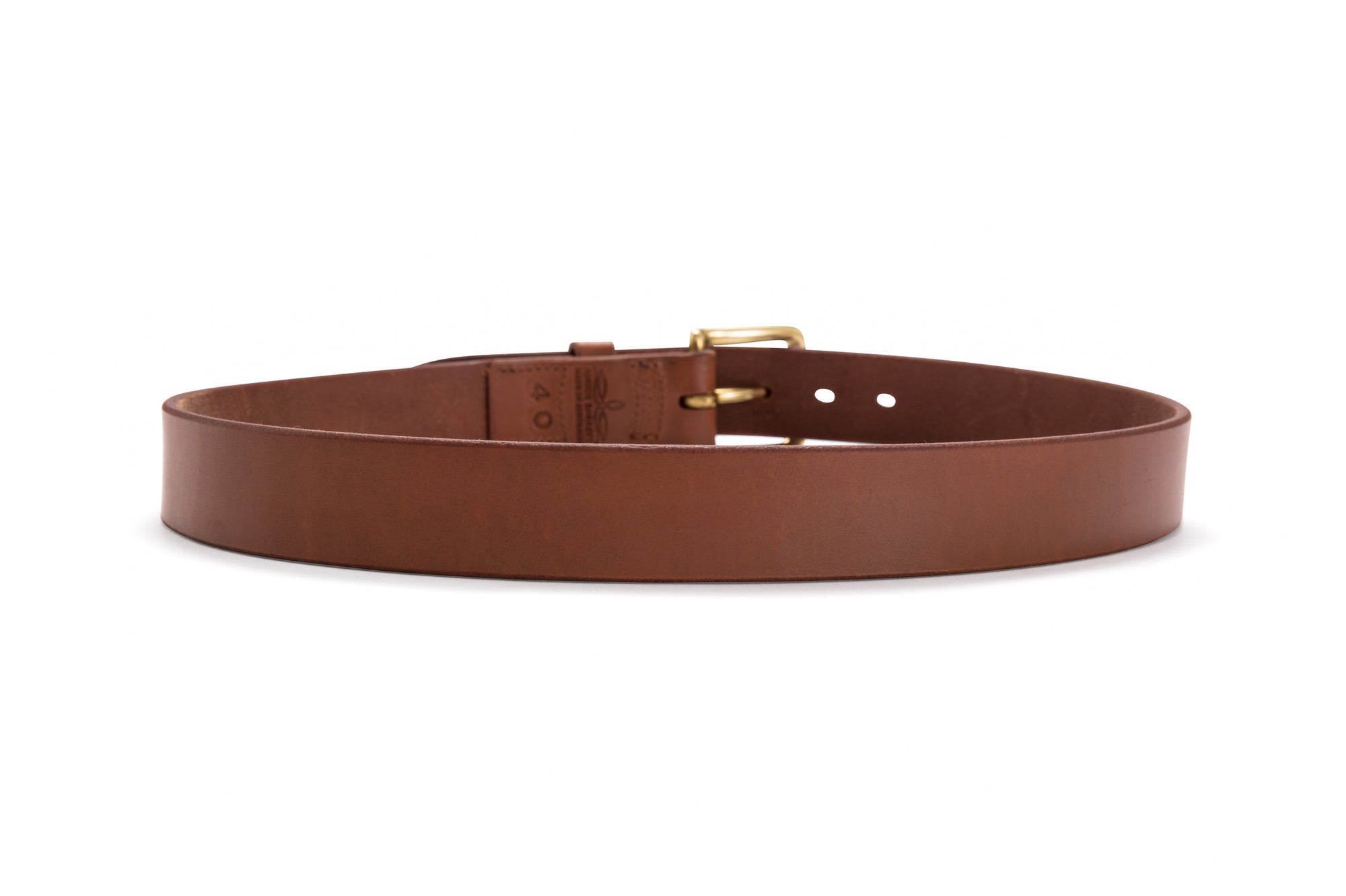 Brunette Leather Belt with Solid Brass Buckle - Angus Barrett Saddlery