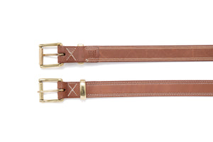 Harness Leather Belt with Brass Buckle