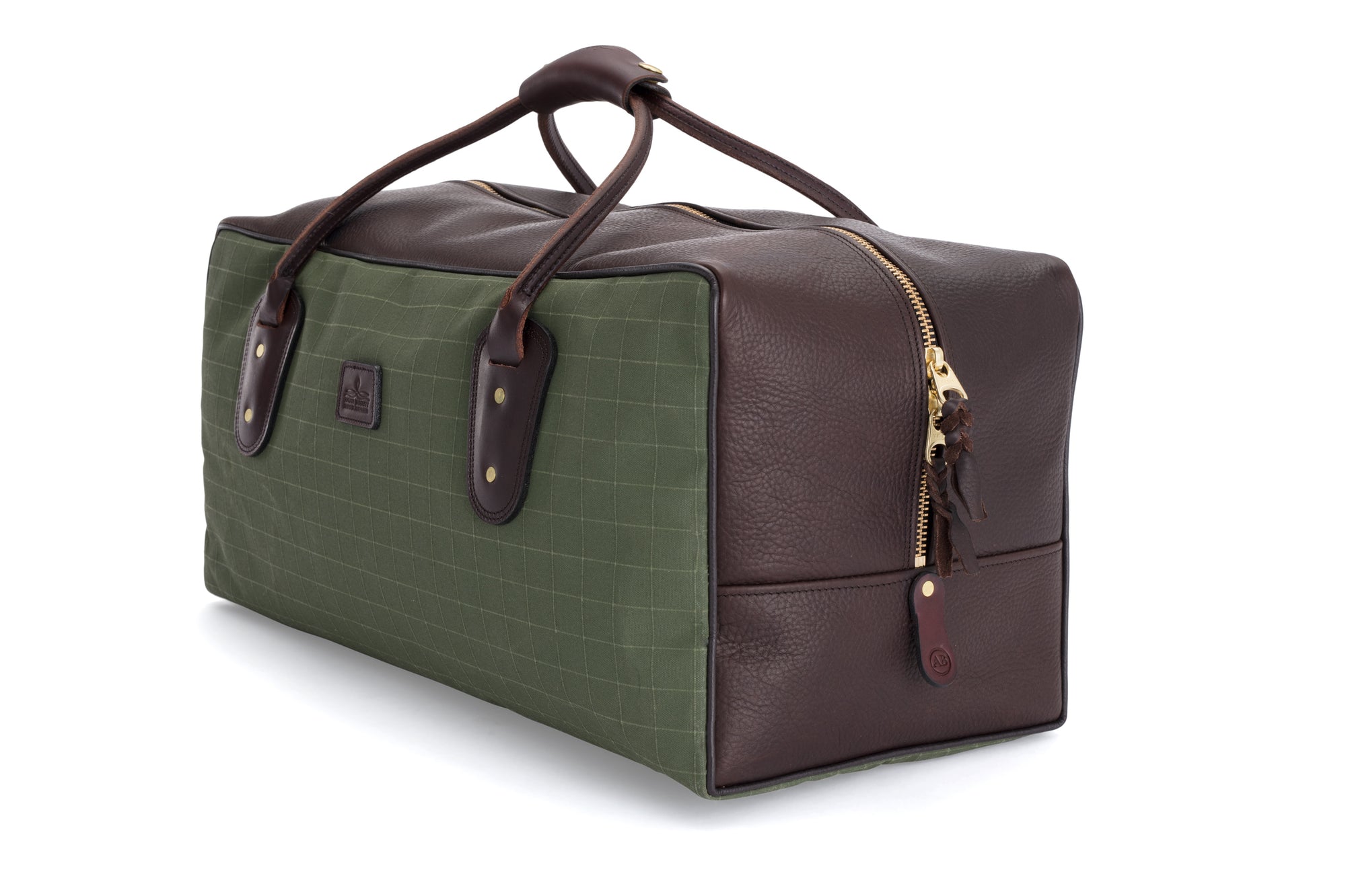 Weekender Travel Bag - Green Canvas with Chocolate Leather | Angus Barrett Saddlery