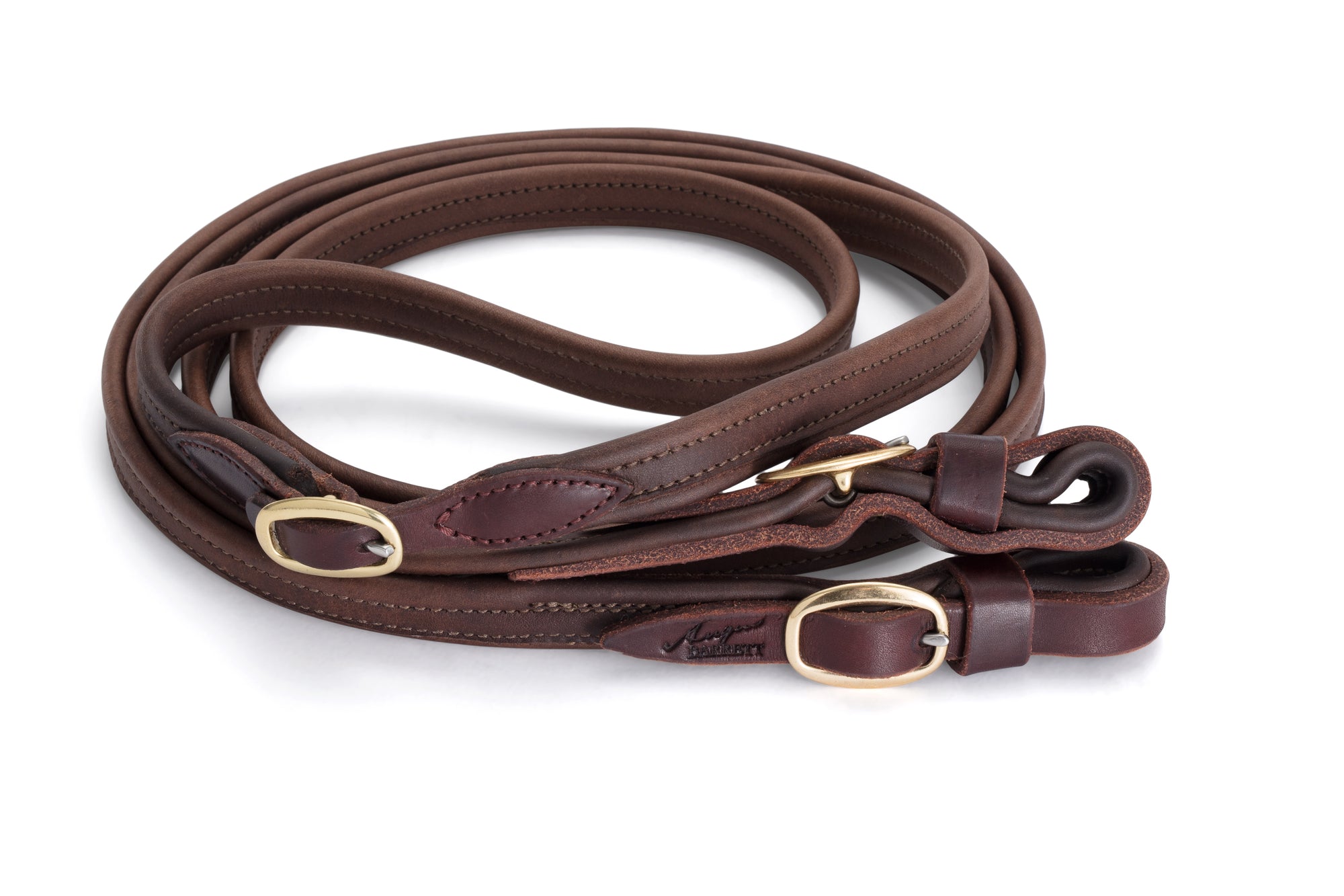 Joined French Leather Reins (Brown) | Angus Barrett Saddlery